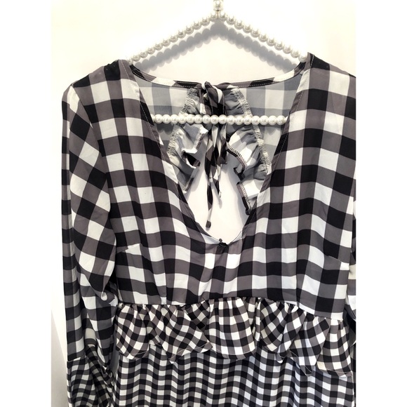 NWT Ruffle Gingham Cut Out Back Dress - Picture 3 of 8